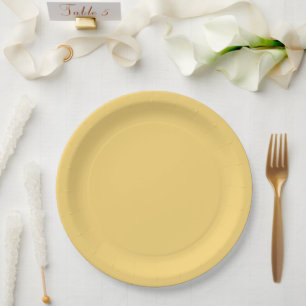 Modern coastal yellow solid paper plate