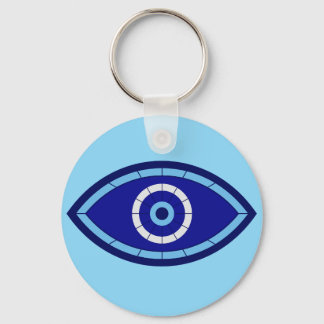 Modern Cobalt Blue Geometric Evil Eye Protection Key Ring
