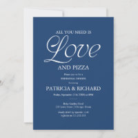 Modern Cobalt Blue Pizza Wedding Rehearsal