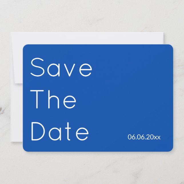 Modern Cobalt Blue Wedding Save the Date -   (Front)