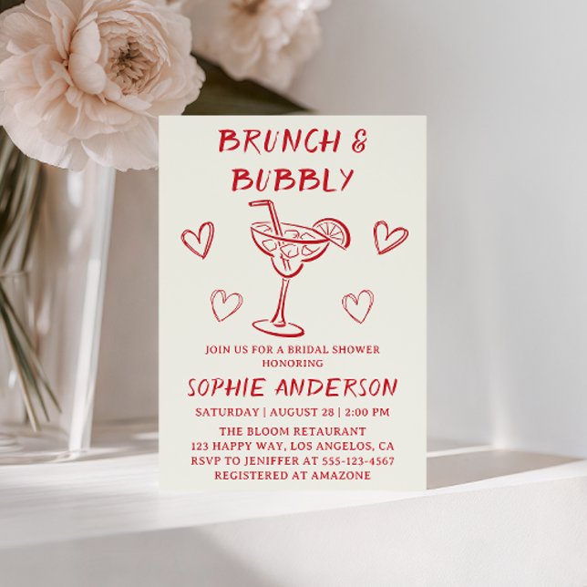 Modern Cocktail Brunch & Bubbly Bridal Shower      Invitation (Creator Uploaded)