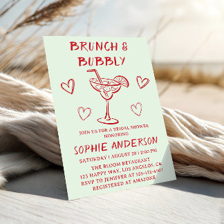 Modern Cocktail Brunch & Bubbly Bridal Shower Invitation