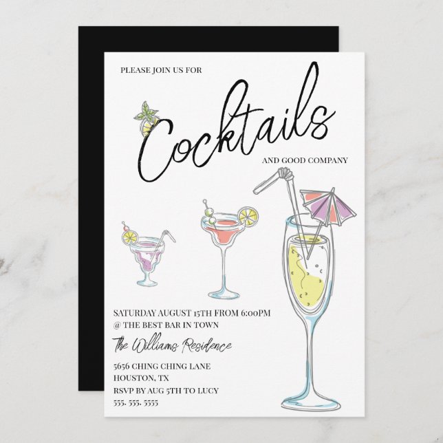 Modern Cocktail Party Invitation (Front/Back)