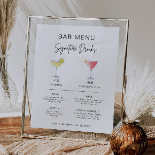 Modern Cocktail Signature Drink Bar Menu Sign