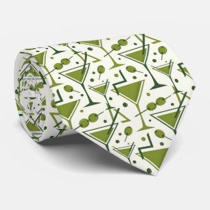 Modern Cocktails   Olive Green Martini Neck Tie