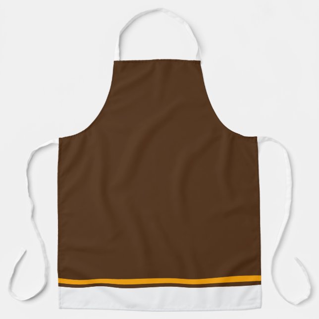 Modern Cocoa Brown White Yellow Hem Stripes Apron (Front)