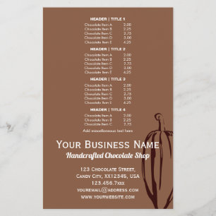 Modern Cocoa Pod Chocolatier Chocolate Shop Menu