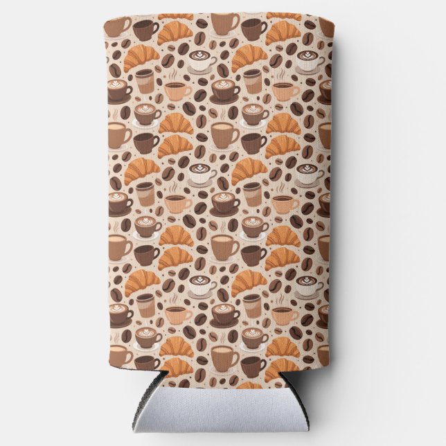 Modern Coffee Aesthetic Pattern Seltzer Can Cooler (Front)