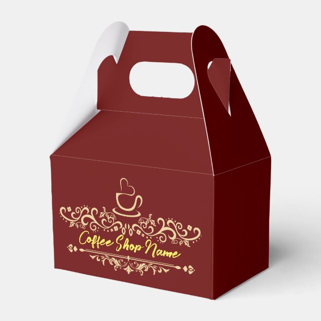 Modern coffee cafe Bakery welcome custom Logo name Favour Box (Front Side)