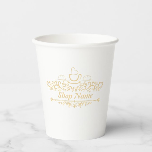Modern coffee cafe Bakery welcome custom Logo name Paper Cups (Front)