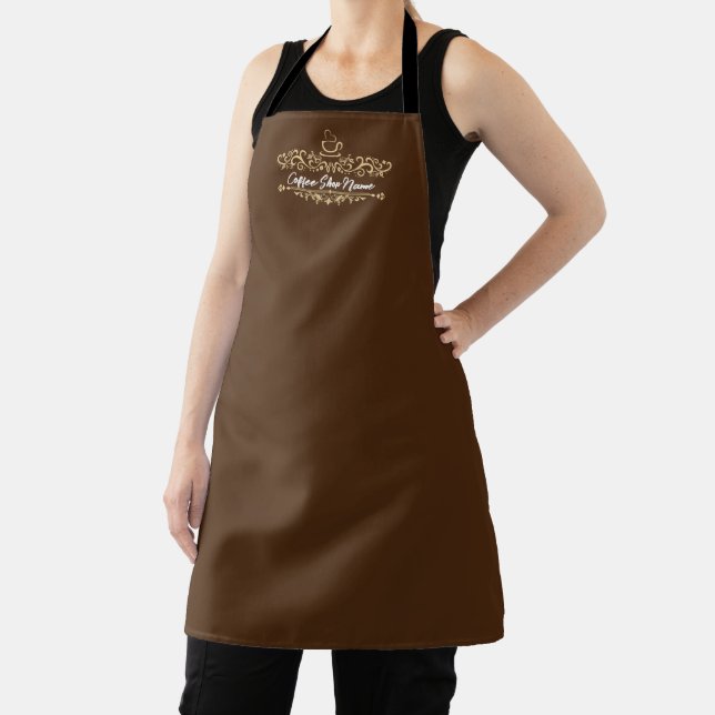 Modern Coffee cafe shop welcome Personalise name Apron (Insitu)