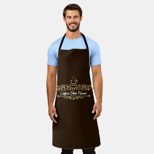 Modern Coffee cafe shop welcome Personalise name Apron