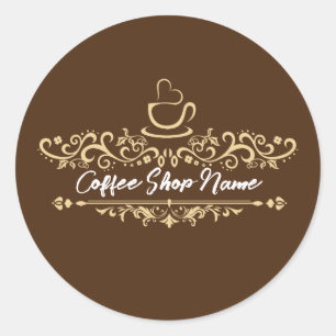 Modern Coffee cafe shop welcome Personalise name Classic Round Sticker