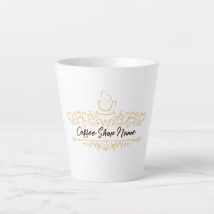 Modern Coffee cafe shop welcome Personalise name Latte Mug