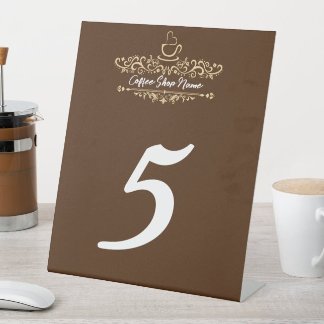 Modern Coffee cafe shop welcome Personalise name Pedestal Sign (In SItu)