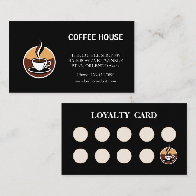 Modern coffee chalkboard folded loyalty stamp card (Front/Back)
