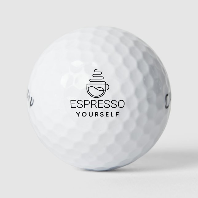 Modern Coffee Espresso Yourself line art drawing Golf Balls (Front)