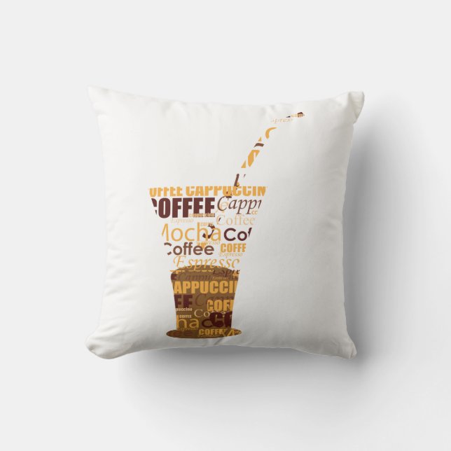 Modern Coffee Illustration Cushion (Front)