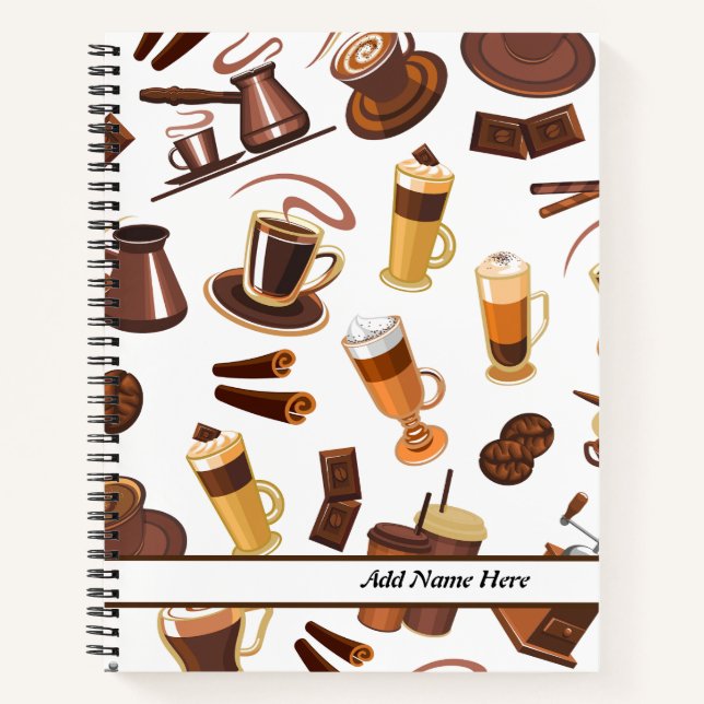 Modern Coffee Lover Pattern  Notebook (Front)