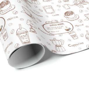 Modern Coffee Pattern Background Personalised Wrapping Paper