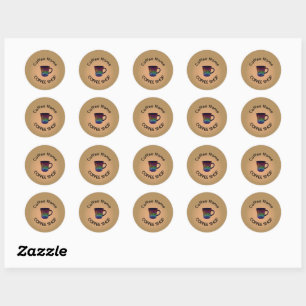 Modern Coffee Shop Café tea Bar Custom Barista  Classic Round Sticker