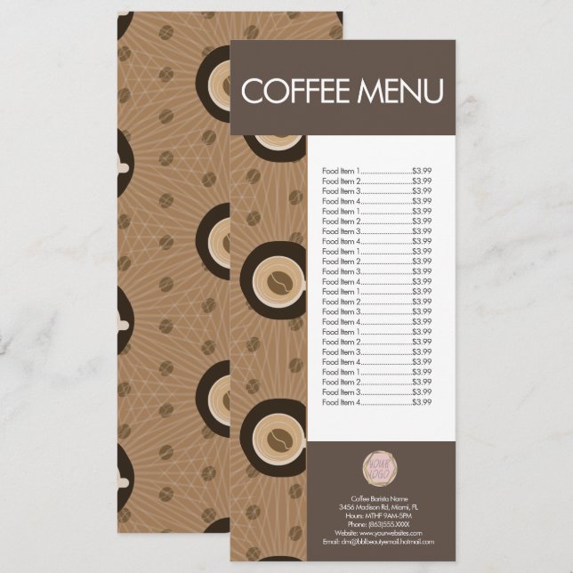 Modern Coffee Shop Pattern Menu (Front/Back)