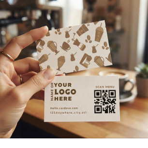 Modern Coffee Shop QR Code Business Card
