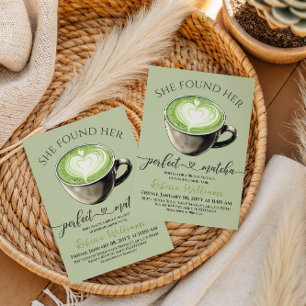Modern Coffee Theme Perfect Matcha Bridal Shower Invitation