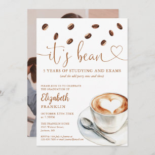 Modern Coffee Themed Graduation Party Photo Invitation