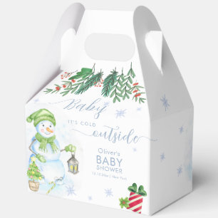 Modern Cold Outside Floral Snowman Baby Shower Favour Box