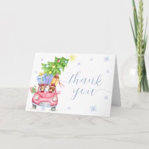 Modern Cold Outside Reindeer Bear Baby Shower  Thank You Card