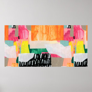 Modern collage art. Mixed media on canvas. Colorfu Poster