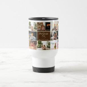 Modern Collage Best Grandpa Ever Photo Travel Mug
