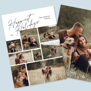 Modern Collage Christmas 8 Photo Happiest Holiday Card