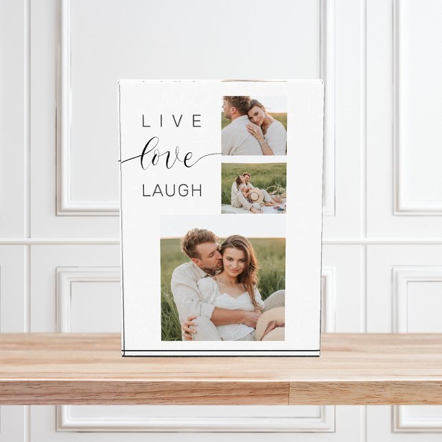 Modern Collage Couple Photo & Live Love Laugh Gift (Creator Uploaded)