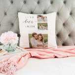 Modern Collage Couple Photo & Live Love Laugh Gift Cushion<br><div class="desc">Modern Collage Couple Photo & Live Love Laugh Gift</div>