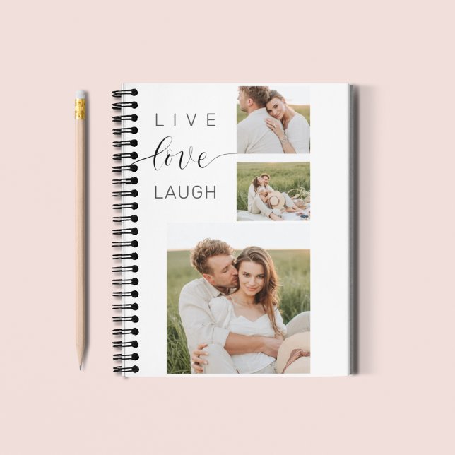 Modern Collage Couple Photo & Live Love Laugh Gift Notebook (Creator Uploaded)