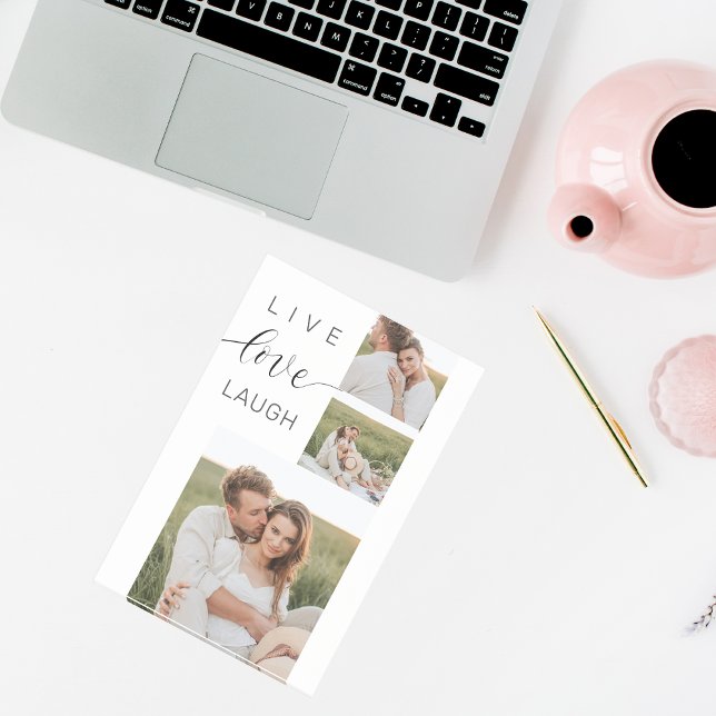 Modern Collage Couple Photo & Live Love Laugh Gift Post-it Notes (Creator Uploaded)