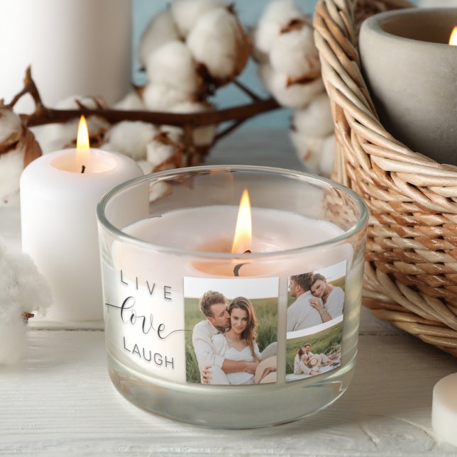 Modern Collage Couple Photo & Live Love Laugh Gift Rectangular Sticker (Creator Uploaded)