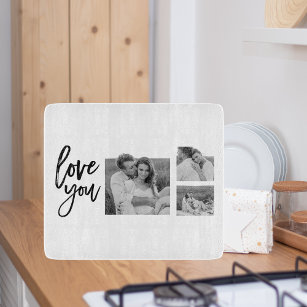 Modern Collage Couple Photo & Love You Beauty Gift Cutting Board