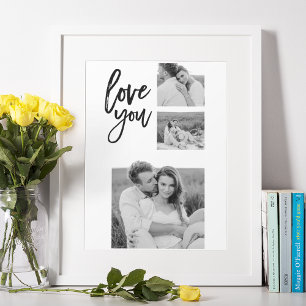Modern Collage Couple Photo & Love You Beauty Gift Poster