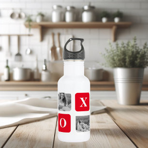 Modern Collage Couple Photo & Red XOXO 532 Ml Water Bottle