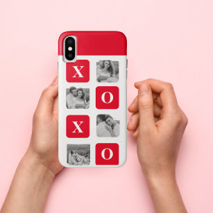Modern Collage Couple Photo & Red XOXO Case-Mate iPhone Case