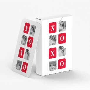 Modern Collage Couple Photo & Red XOXO Playing Cards
