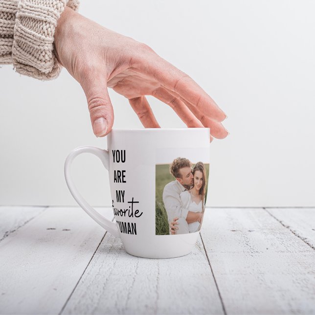 Modern Collage Couple Photo & Romantic Love Quote Latte Mug (Creator Uploaded)