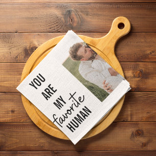 Modern Collage Couple Photo & Romantic Love Quote Tea Towel