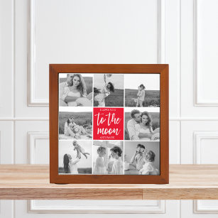 Modern Collage Couple Photo & To The Moon Quote Desk Organiser