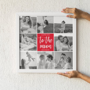 Modern Collage Couple Photo & To The Moon Quote Poster