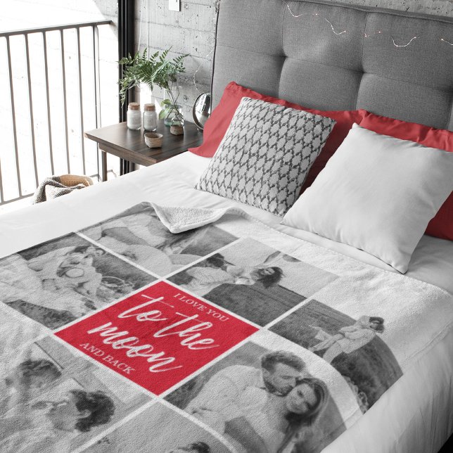 Modern Collage Couple Photo & To The Moon Quote Sherpa Blanket (Creator Uploaded)