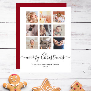 Modern Collage Family Photo Merry Christmas Holiday Card